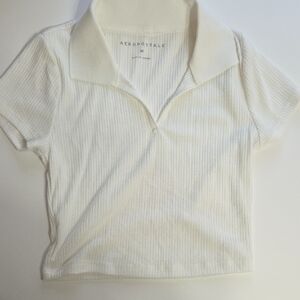 Aeropostale Ivory Ribbed Polo Shirt